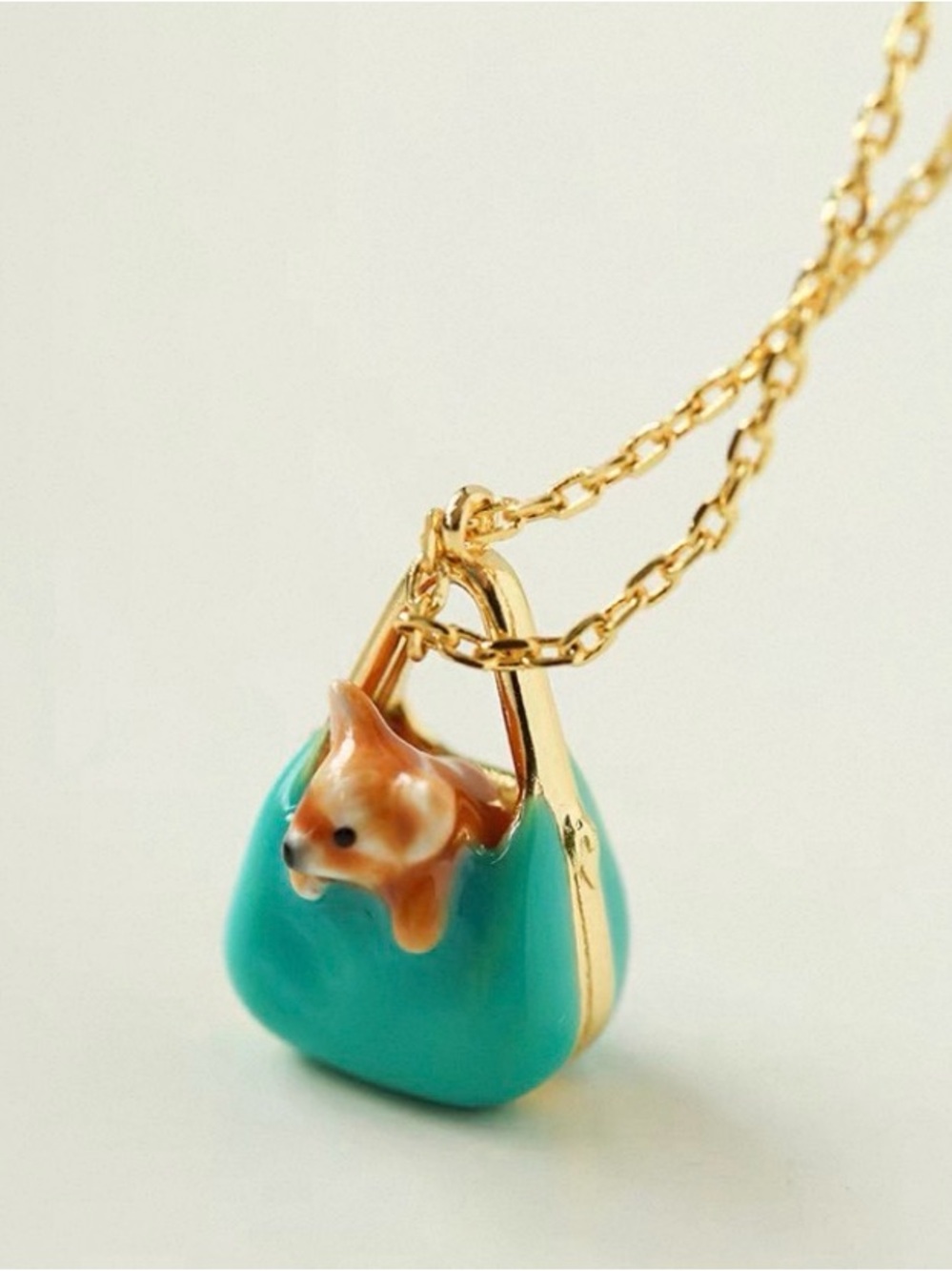 Niche design hand-painted colorful puppy enamel puppy small bag necklace